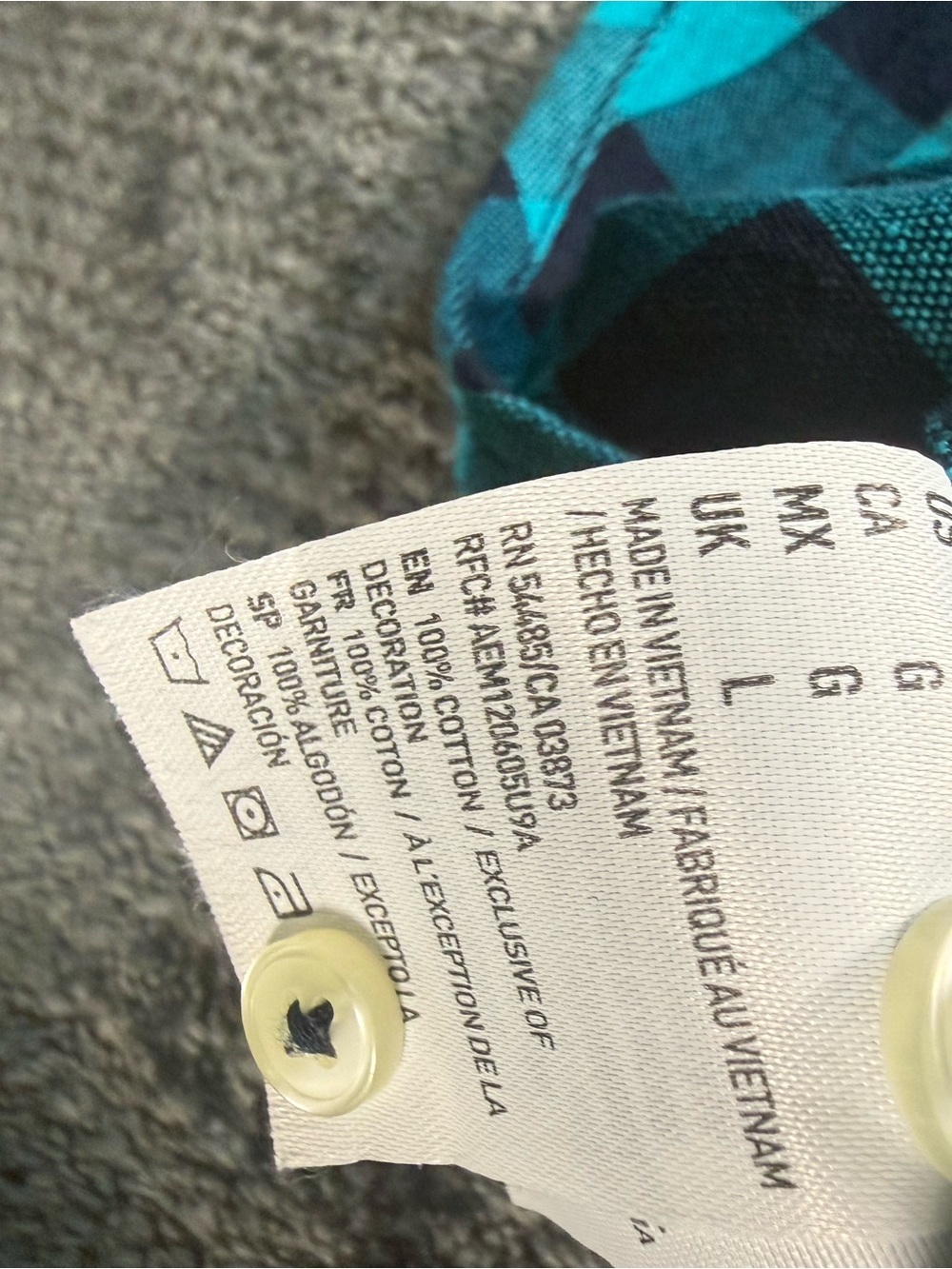 Teal and black buffalo check long-sleeve button-up shirt American Eagle large - Picture 3 of 4